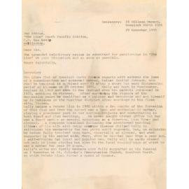 Letter to the Editor of "The Lion"