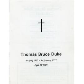 Funeral Service Programme for Thomas Bruce Duke