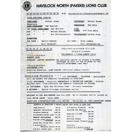 Pakeke Lions Club Newsletter 1990