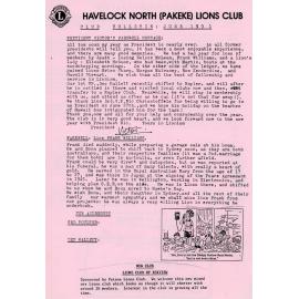 Pakeke Lions Club Newsletter 1991