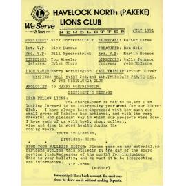 Pakeke Lions Club Newsletter 1991