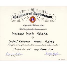 Certificate of Appreciation