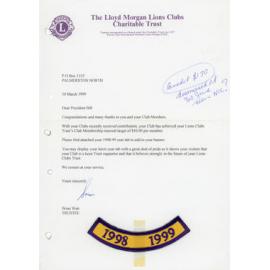 Letter from The Lloyd Morgan Lions Clubs Charitable Trust