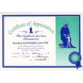 Certificate of Appreciation