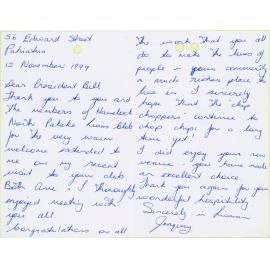 Pakeke Lion's Club Correspondence
