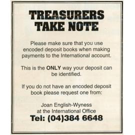 Treasurers Take Note