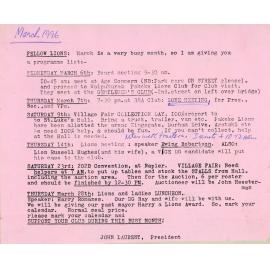 Programme for March 1996