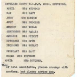 WDFF Monthly Committee Meeting Host List