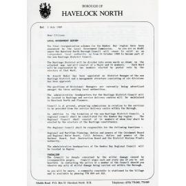 Havelock North Borough Council Letter