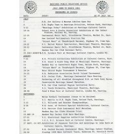 Hastings Events Programme July 1984 - March 1985