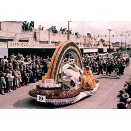 Watties Float - Blossom Festival Parade 1957