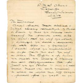 Letter from Charles Griffiths