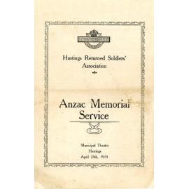 Anzac Memorial Service Programme