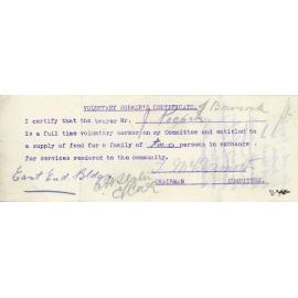 Voluntary Worker's Certificates