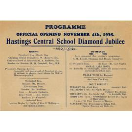 Hastings Central School Diamond Jubilee Programme