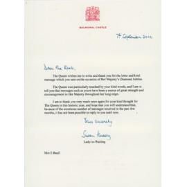 Queen Elizabeth Diamond Jubilee Card and Letter